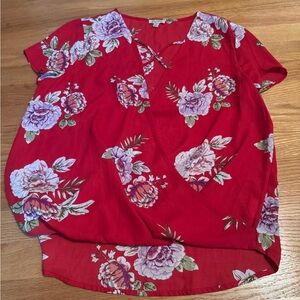 Lily White Red Floral Blouse
